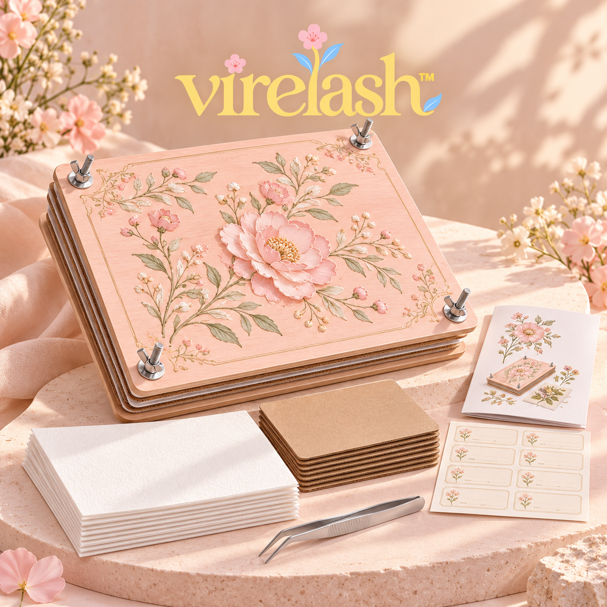 virelash™ MeadowAtlas Large Flower Press Kit — 9 × 12-Inch, 6-Layer Wooden Plant Press for Ferns, Flowers & Botanical Art