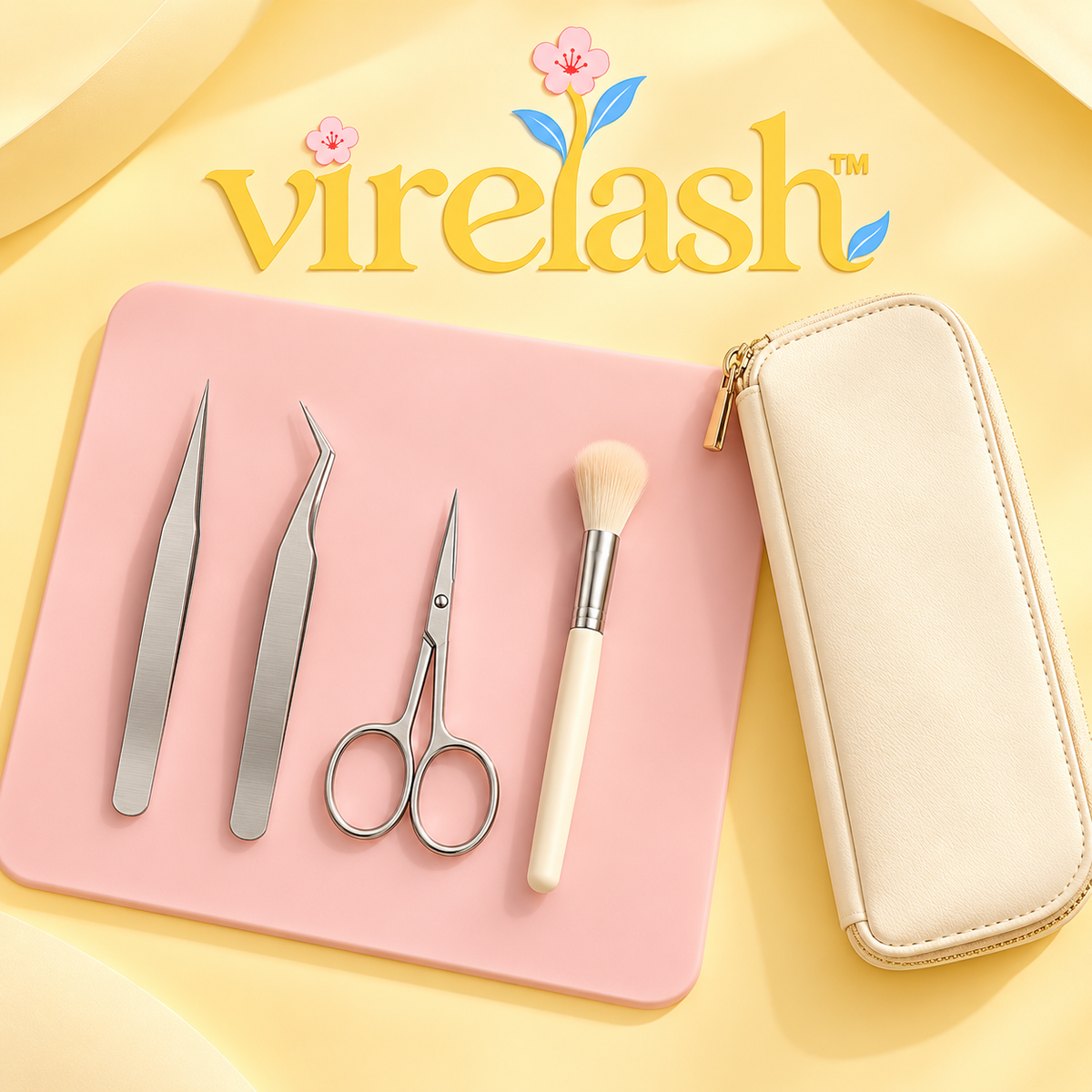 virelash™ PetalPlace Precision Tool Set — 5-Piece Pressed Flower Arrangement Kit with Tweezers, Detail Scissors & Silicone Mat
