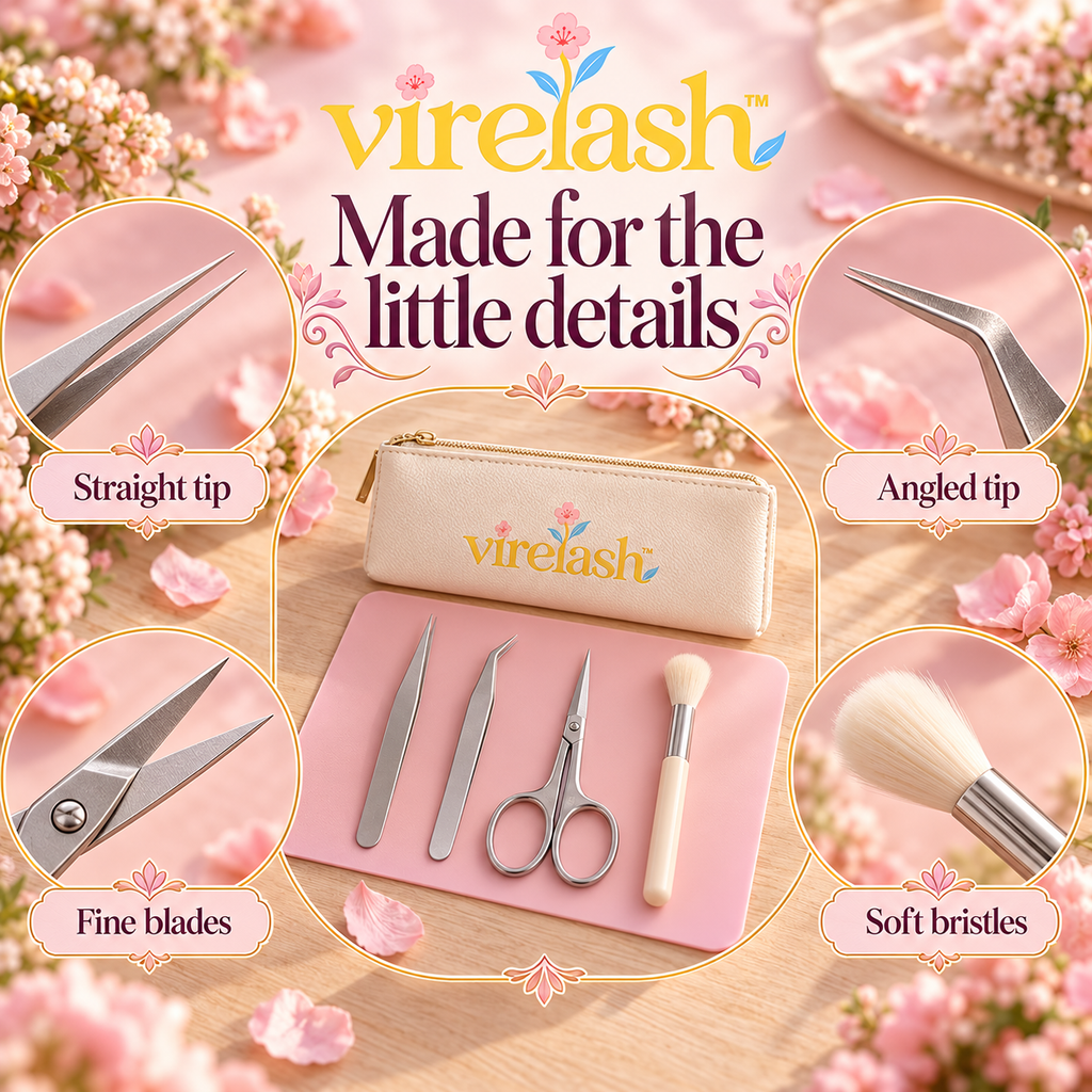 virelash™ PetalPlace Precision Tool Set — 5-Piece Pressed Flower Arrangement Kit with Tweezers, Detail Scissors & Silicone Mat