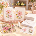 virelash™ BloomLetter Pressed Flower Card Making Kit — 12 Blank Greeting Cards, Envelopes & Dried Botanical Embellishments