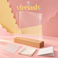 virelash™ StemStage Acrylic Botanical Display — 6 × 8-Inch Double-Panel Pressed Flower Frame with Wooden Tabletop Base